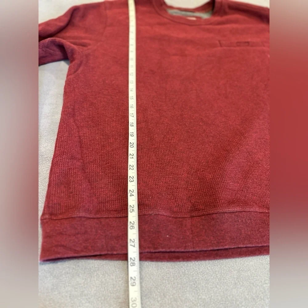 LL Bean Mens Sz:XL maroon Sherpa Fleece Lined Thermal Waffle Knit Crewneck Shirt